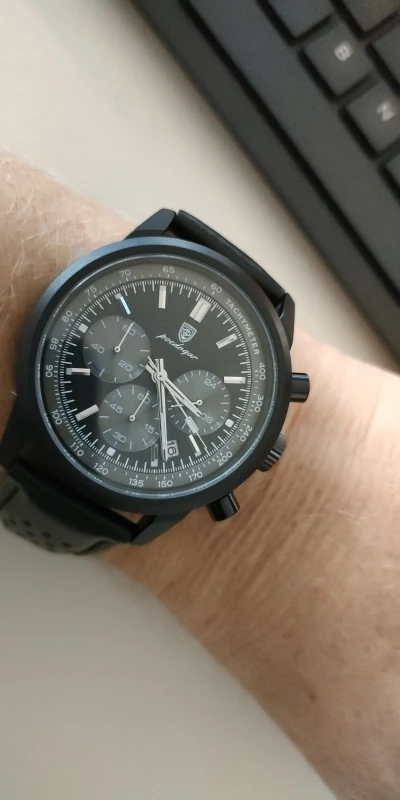 POEDAGAR Luxury Man Watch Waterproof Chronograph Luminous Quartz Leather Sports Watch photo review