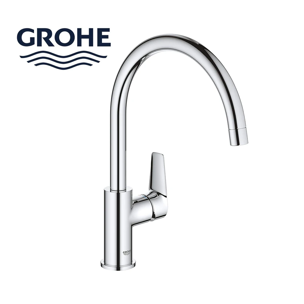 

GROHE BauEdge – Single Lever Kitchen Mixer Tap Chrome High Spout, Swivel Area 360˚ Easy Installation 31367001