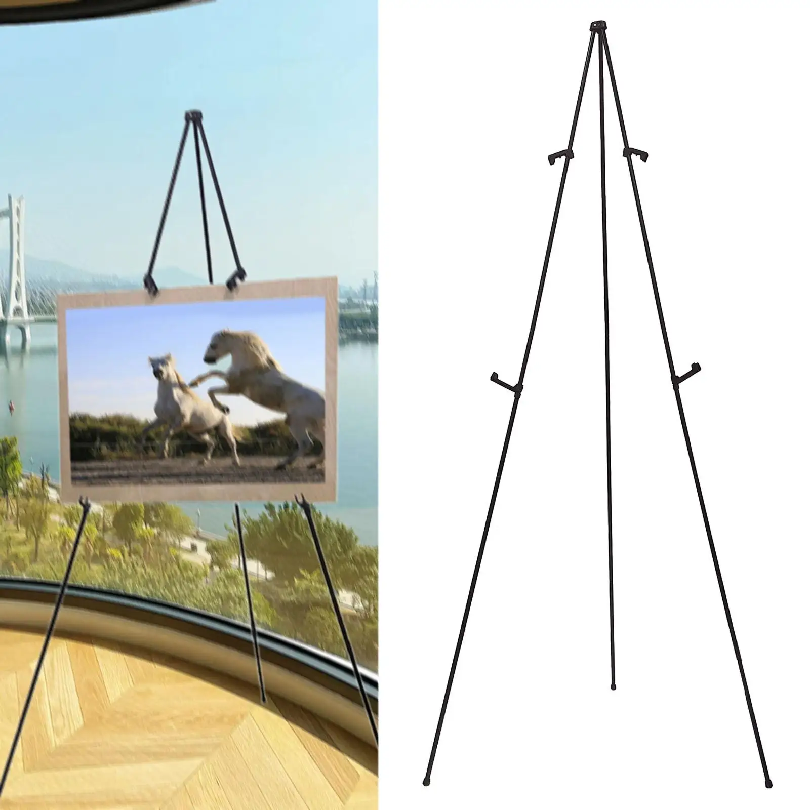 Telescoping Display Easel Folded Tripod Stand Poster Holder Stand Metal Adjustable Height Floor Standing for Paintings Artist