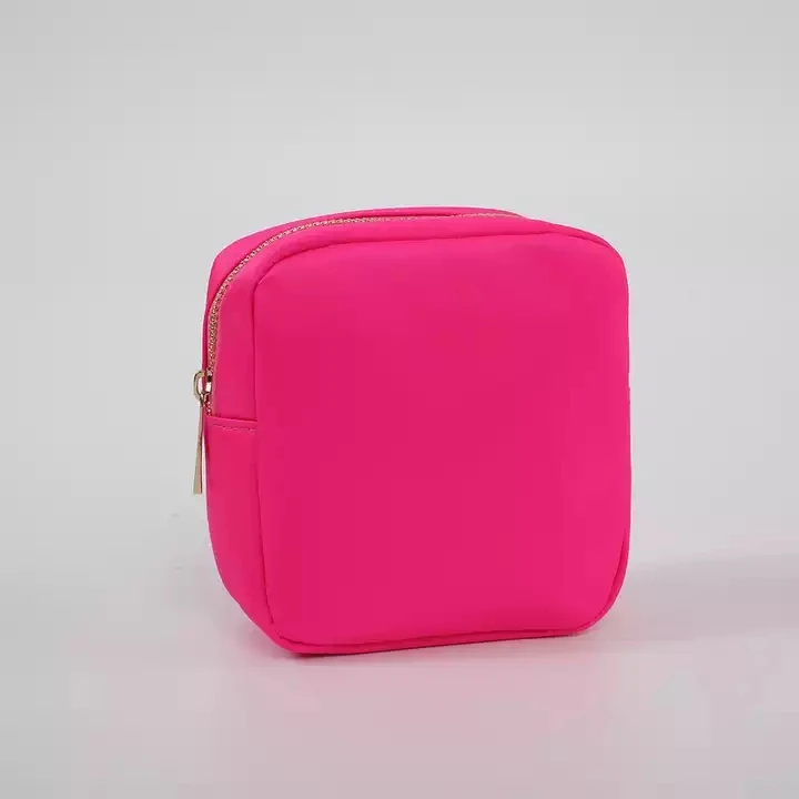 

RTS Nylon Small Size 12 Colors Customized Cute Waterproof Cosmetic Bag Toiletry Pouch bag Women nylon Cosmetic Bags