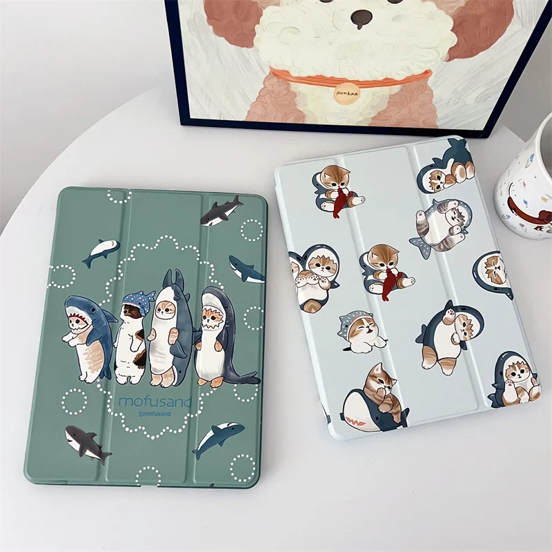 Adorable Shark-Themed Cat Tablet Case with Universal Fit