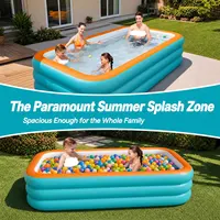 Grand ensemble de piscine gonflable, piscine rectangulaire en PVC à 3 couches pour utilisation en extérieur, jardin, été 3