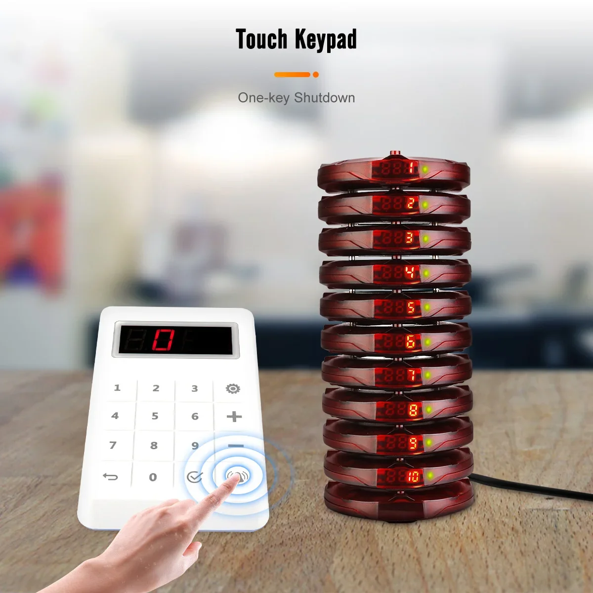 Retekess TD158 Pagers For Restaurant Vibrator Coaster Buzzers Receiver Calling System Waterproof Keyboard Food Truck Bar Cafe