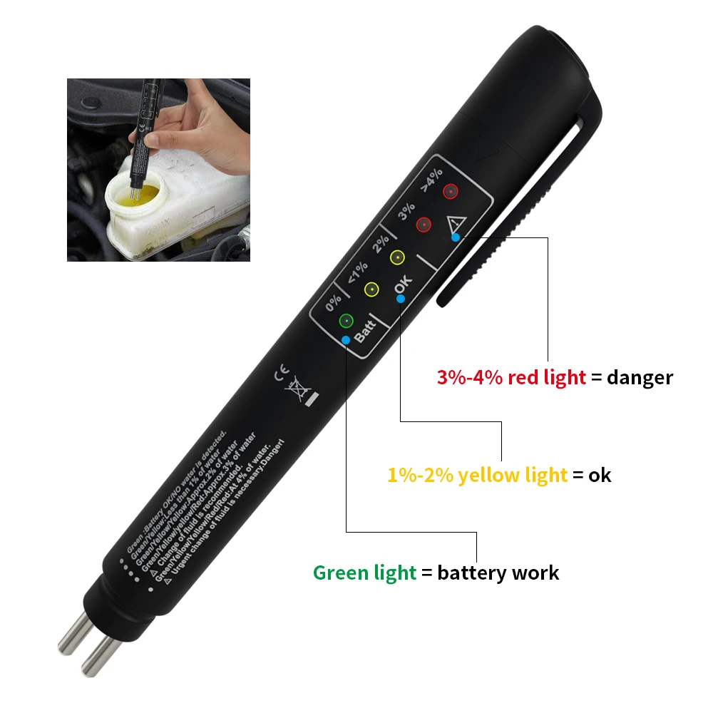 Automotive Brake Fluid Tester Accurate Oil Quality Diagnostic Tools 5 LED Indicator Display for DOT3/DOT4 Liquid Testing Pen images - 6