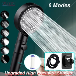 Bathroom Shower Head with Hose Bracket 5 Modes Adjustable Black High Pressure Water Saving Shower Head Bathroom Accessories