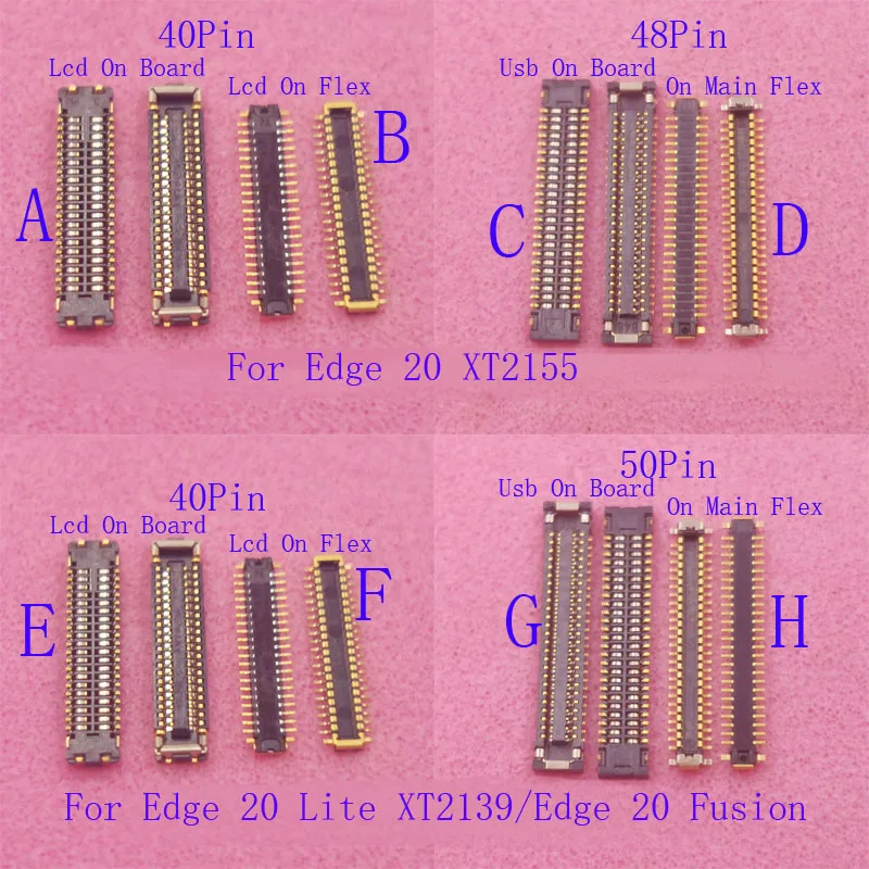 2-10Ps Caricabatterie Usb Display Lcd Schermo Connettore Fpc Spina Per Motorola Moto Xt2139 Xt2155 Edge 20 Lite Edge20 Fusion 40 48 50 Pin