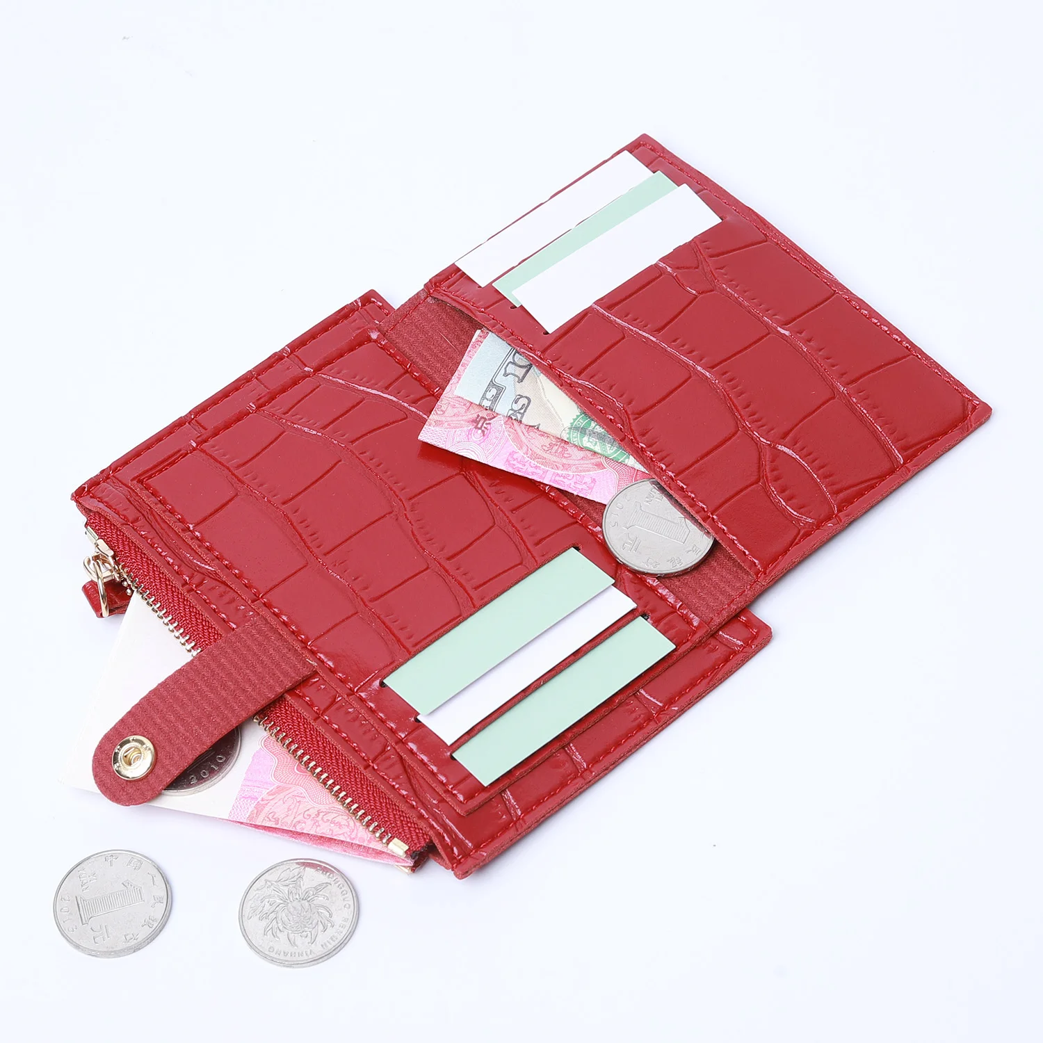 Ultradünne kleine Damen-Geldbörse, modische Kredit-ID-Kartenhalter-Geldbörse aus PU-Leder, Mini-Multi-Karten-Halter für Damen, Münze, kurze Geldbörsen – Detail 3