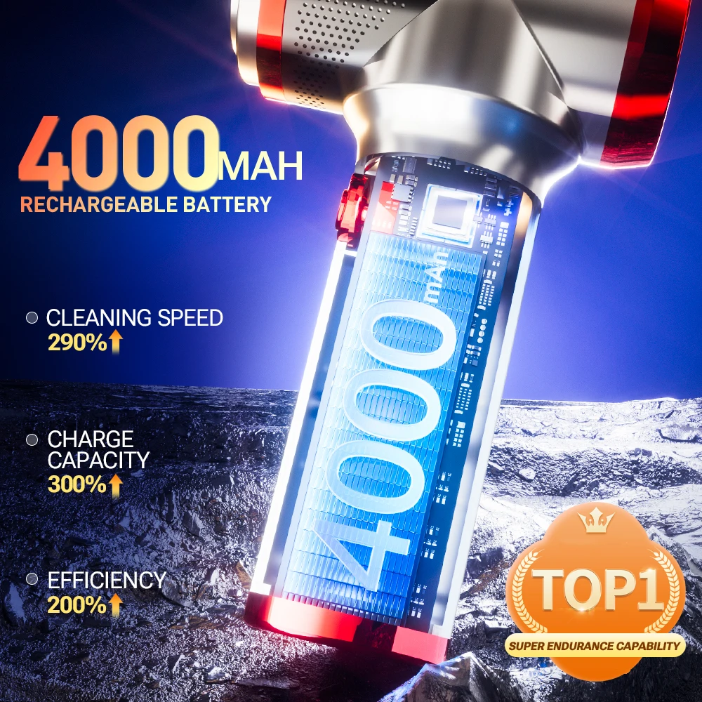 SZUK 178000Pa Car Vacuum Cleaner Wireless Handheld Cleaner Mini Cleaning Machine Strong Powerful Portable Vacuum Cleaner Car 2