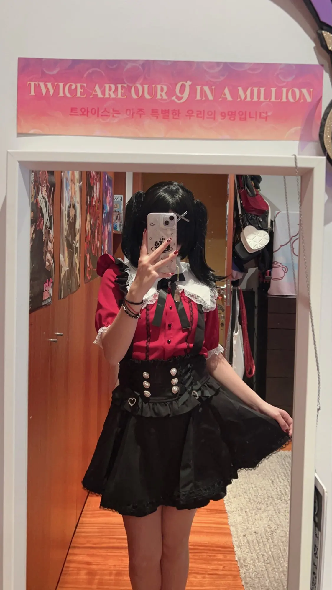 Red Wine Ruffled Blouse - Jirai Kei Aesthetic photo review