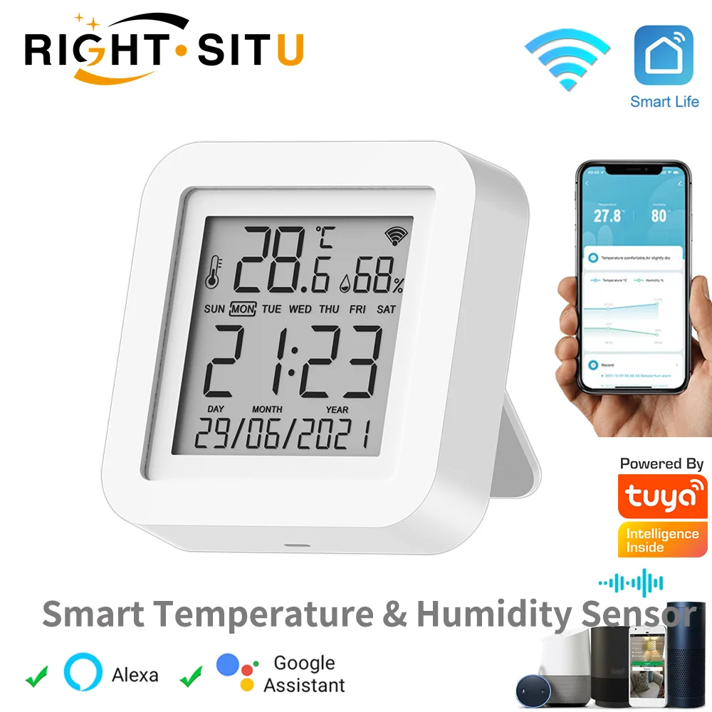 Tuya WIFI Temperature & Humidity Sensor For Smart Home var SmartLife Thermometer Hygrometer Support Alexa Google Assistant temperature humidity sensor,temperature humidity meter,air quality monitor,carbon dioxide detector