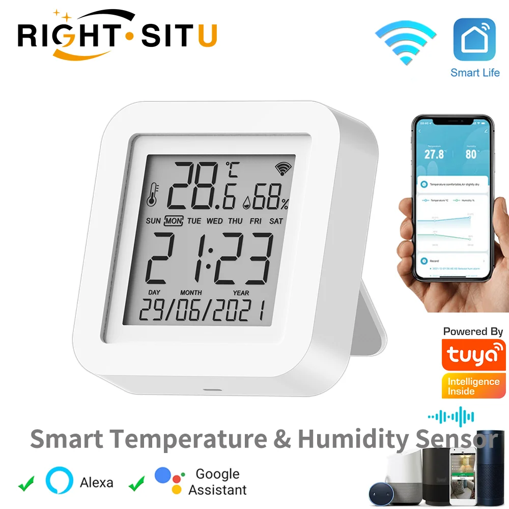 Cyclops lobby spektrum Tuya WIFI Temperature & Humidity Sensor for Smart Home var SmartLife  Thermometer Hygrometer Support Alexa Google Assistant - AliExpress