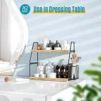 2-tier wooden countertop organizer – with basket, for bathroom/kitchen 2