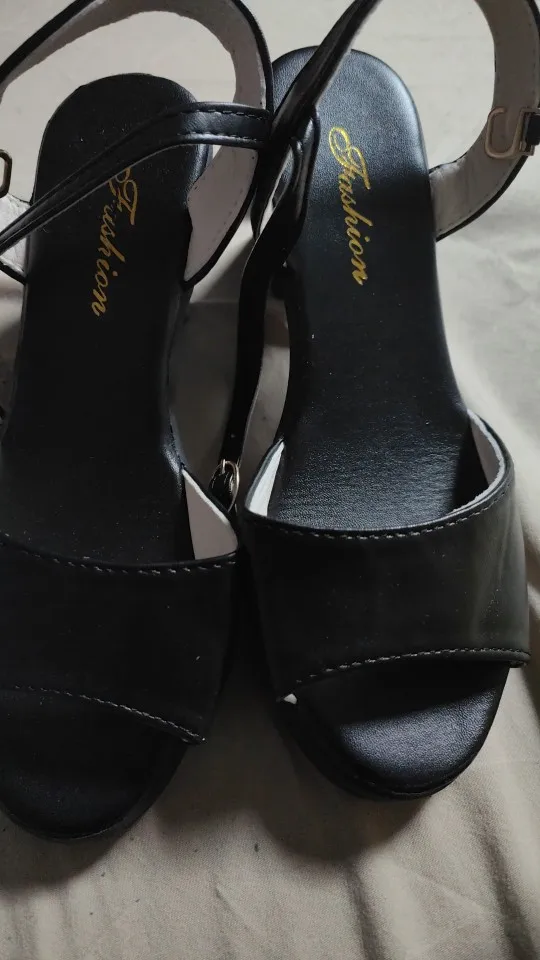 Comfort Summer Hollow Open Toe Square Heel Shoes photo review