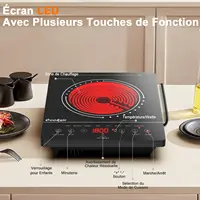 Cooksir Glass Ceramic Hob 1 Plate, Portable Hob with Plug, Infrared Heat, 2000 W, 28 cm, Glass Ceramic Hob, Safety Lock, 4 Hour Timer 2