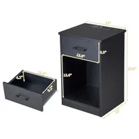 Set Of 2 Nightstand End Table with Charging Station&LED Lights Bedside Table 6