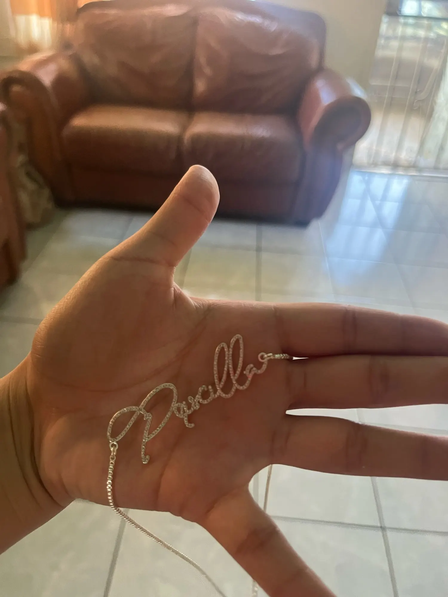 Custom Crystal Name Necklace, customer photo