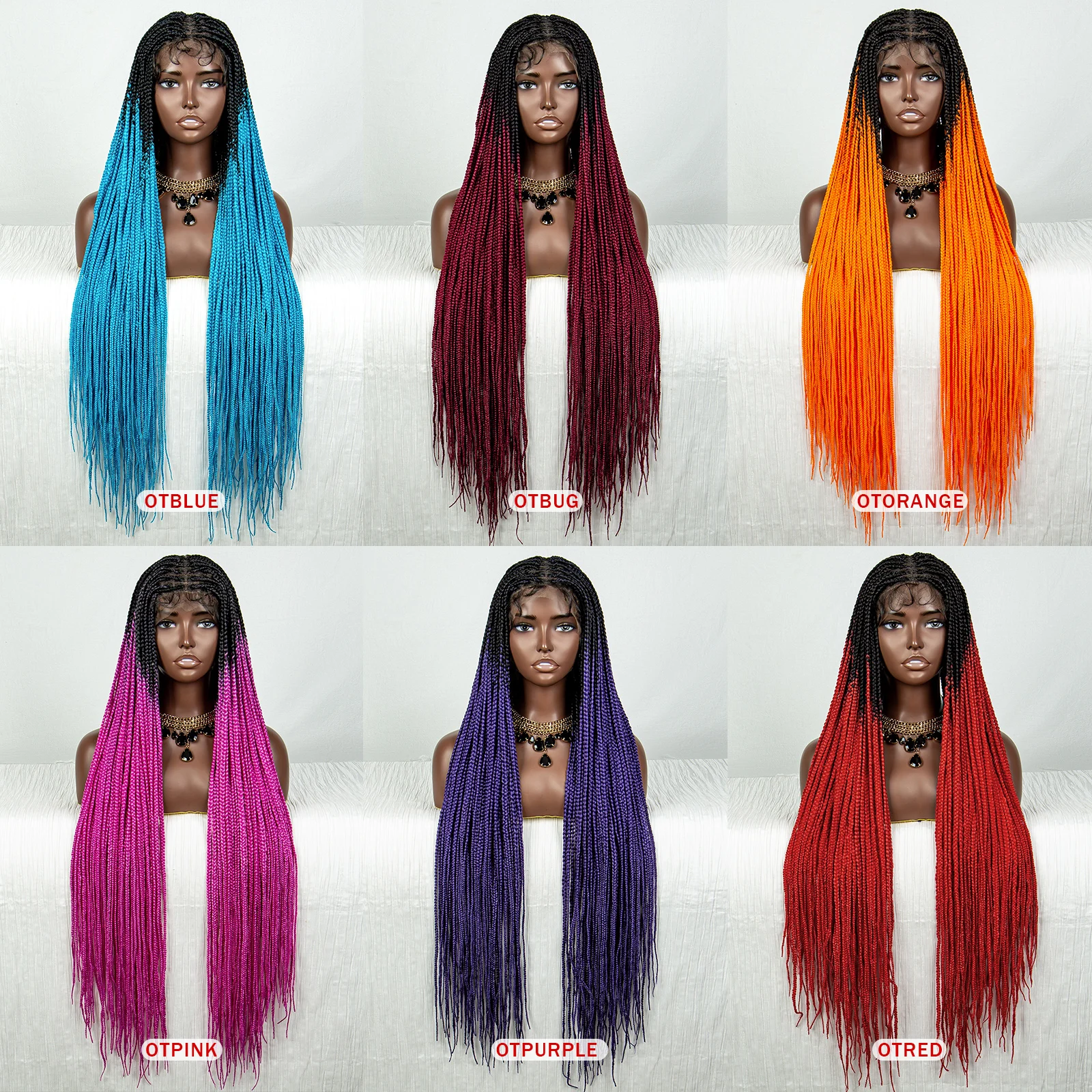 青,人工毛,36インチ,四角い四角いレースウィッグ,黒人女性のため