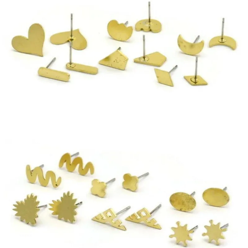 

12pc Raw Brass Mixed Stud Earrings (Nickel Free and Lead Free)