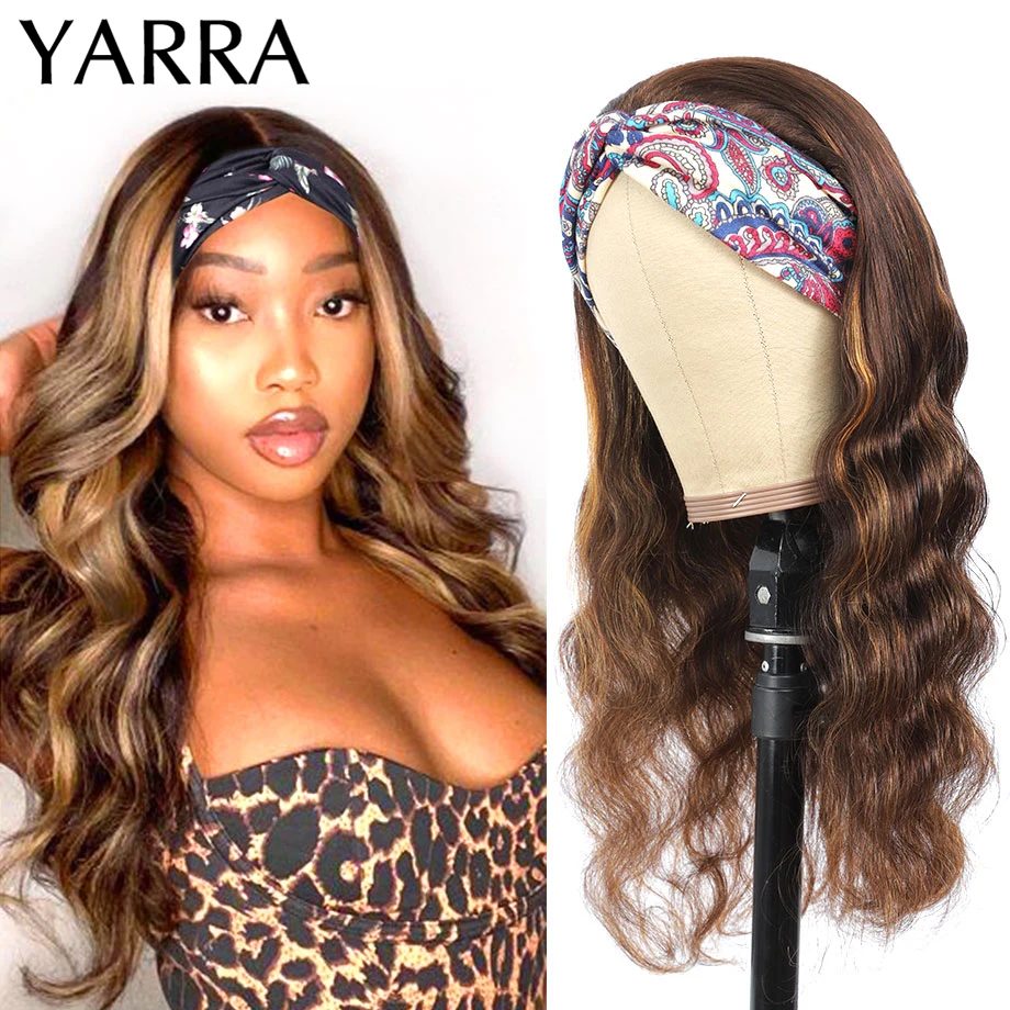 Bone Body Wave Hair Highlight Headband Wig Human Hair Ombre 4/27 Blonde