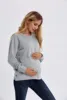 Maternity Clothes Premama Long Sleeve Blouse Fall Winter Loose Pregnant Women Solid O-Neck Sweater Shirt postpartum Pullover Top 2