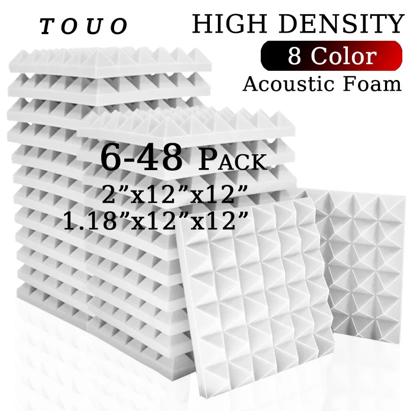 Acoustic Foam Panels TOUO 6/12/24/48 Pcs Acoustic Foam Sound Proof Wall Panels