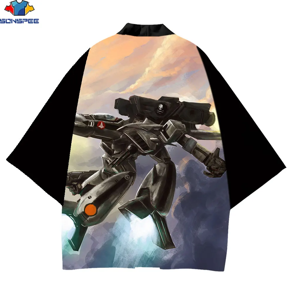 SONSPEE 3D Anime Macross Print kimonos Harajuku Sci-Fi Mecha Fighter Casual New Casual Trend Oversized kimono homme Women's Tops igxx kids sport hook loop shoes fashion sneaker four seasons cool mecha shoes running sneakers for children size：28 39