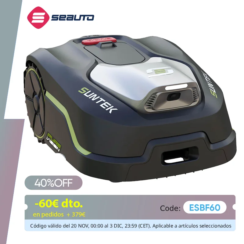 SUNTEK robot tondeuse à gazon sans fil de limite caméra AI Vision, Max 600 m2, évitement d'obstacles précis, protection de l'eau IPX5,
