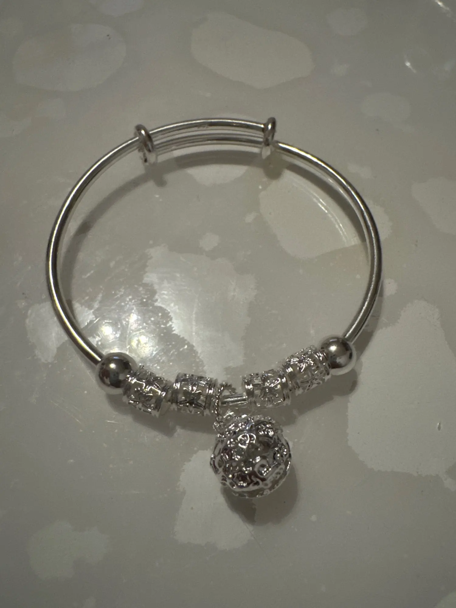 Silver Hollow Bell Bangle | Adjustable Women’s Bracelet photo review