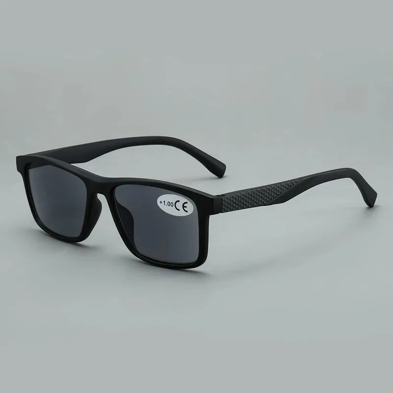 Vintage Men's Square Frame Reading Sunglasses with UV Protection