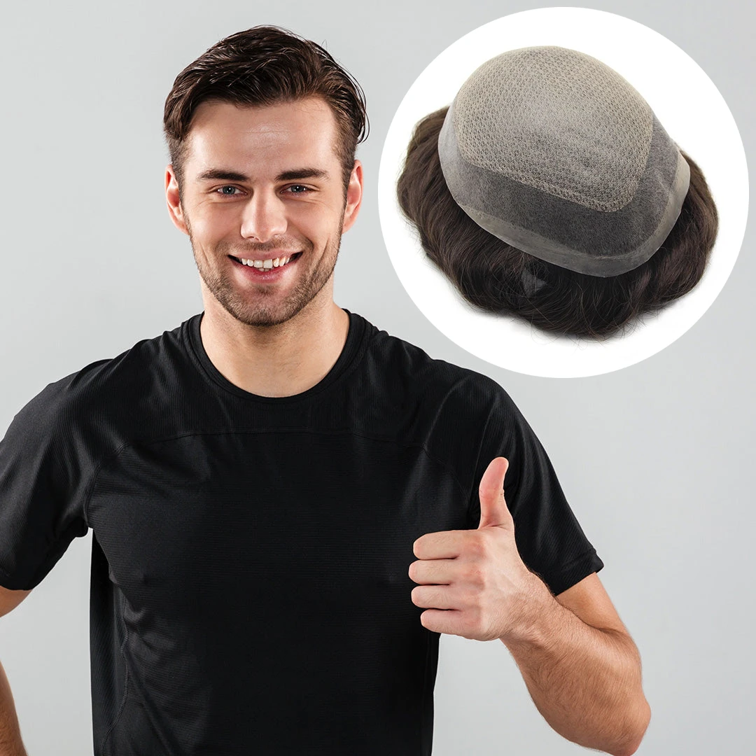 

Toupee Men Lace Skin Base Male Hair Prosthesis Wig For Men Diamond Lace Top 100% Natural Human Hair Wig For Man Natural Hairline