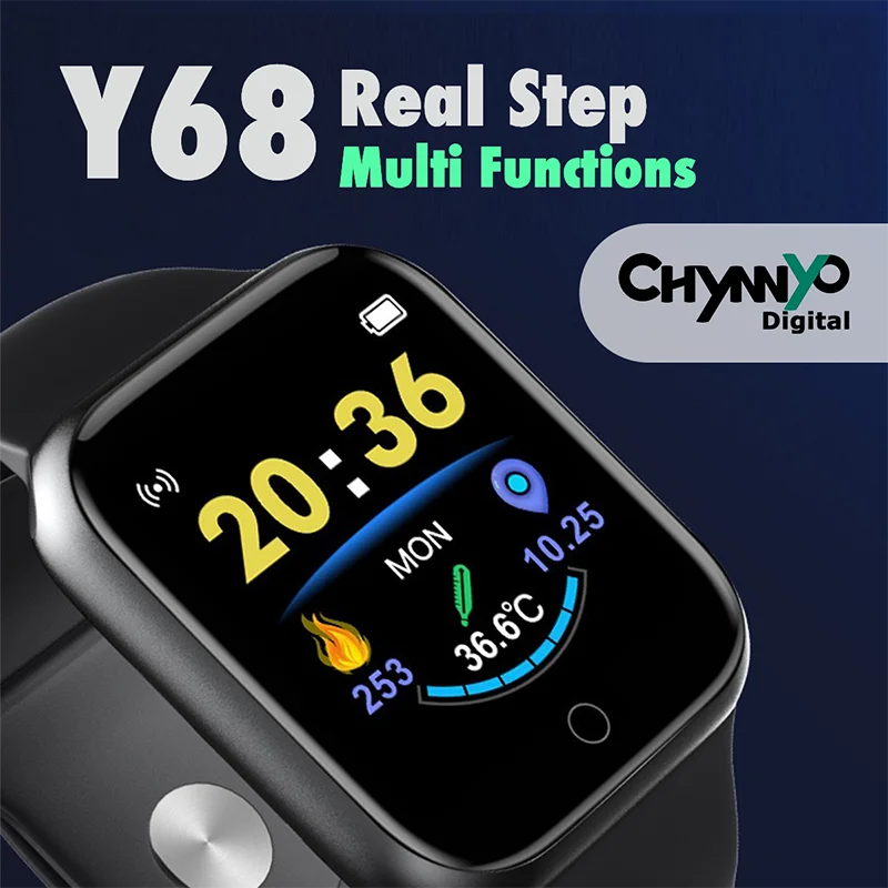 

Y68 Pro Smart Watch Multi Function Movement Steps Bluetooth Fitness Tracker Sports Android iOS Smart Bracelet D20 for Men Women