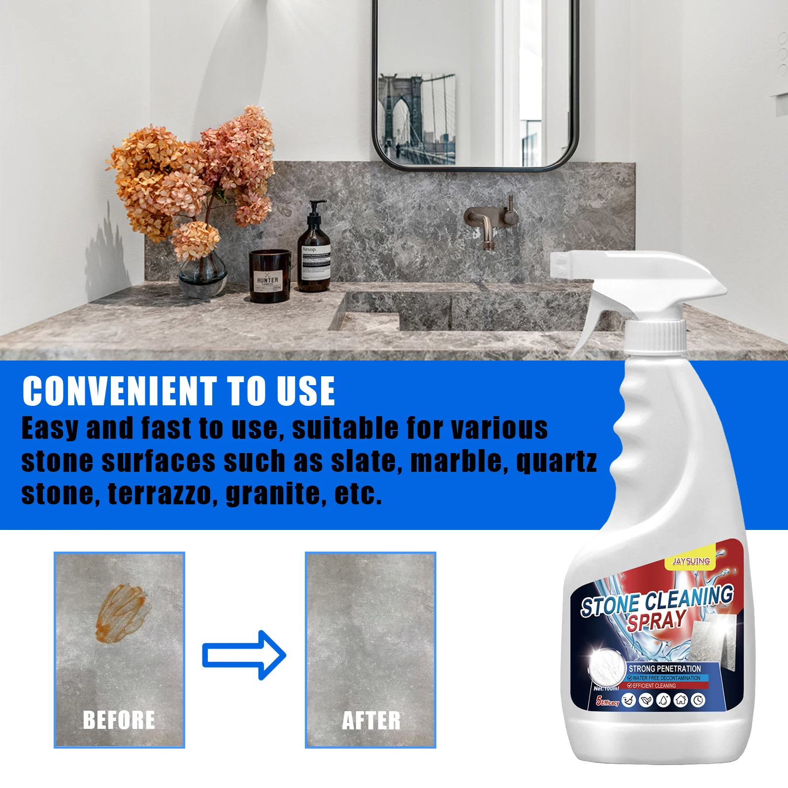 Ceramic Stone Cleaning Spray for Marble Tile and Kitchen