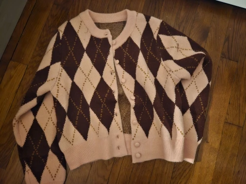 Women's Argyle Jacquard Knit Cardigan Sweater photo review