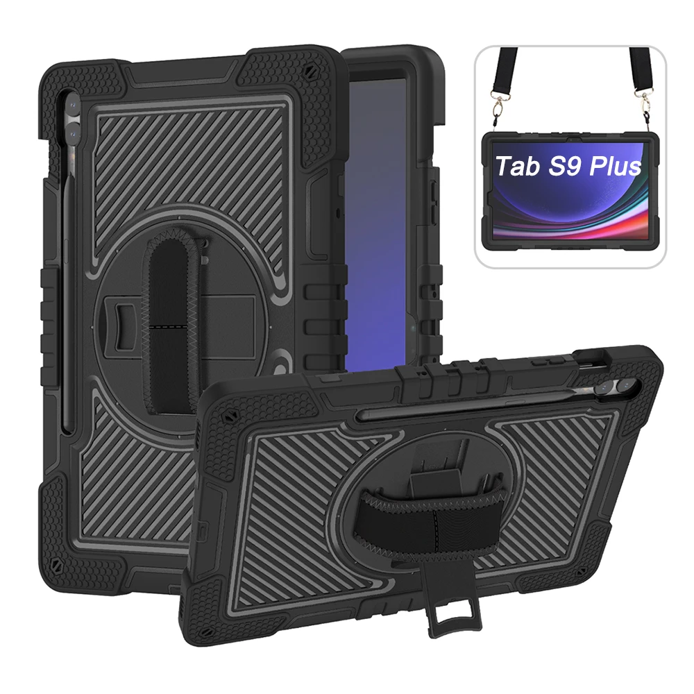 

Tablet Case For Samsung Galaxy Tab S9 Plus 12.4 Pen Holder with Bracket for S9 S7 A7 A8 S6 Lite With hand strap