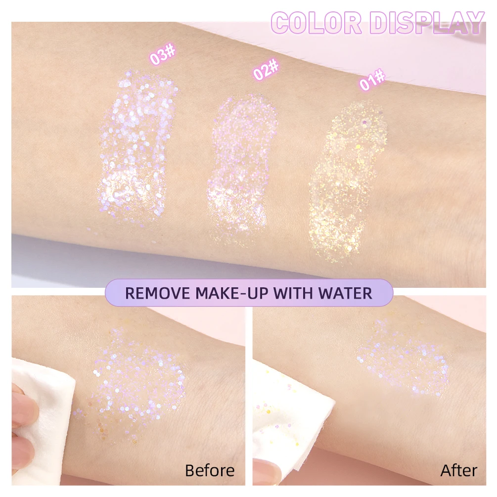 3 colors Diamond Sequins Eyeshadow lasting Shimmer Glitter Mermaid Sequins Nail Glitter Gel Highlighter Makeup Party Cosmetics 5