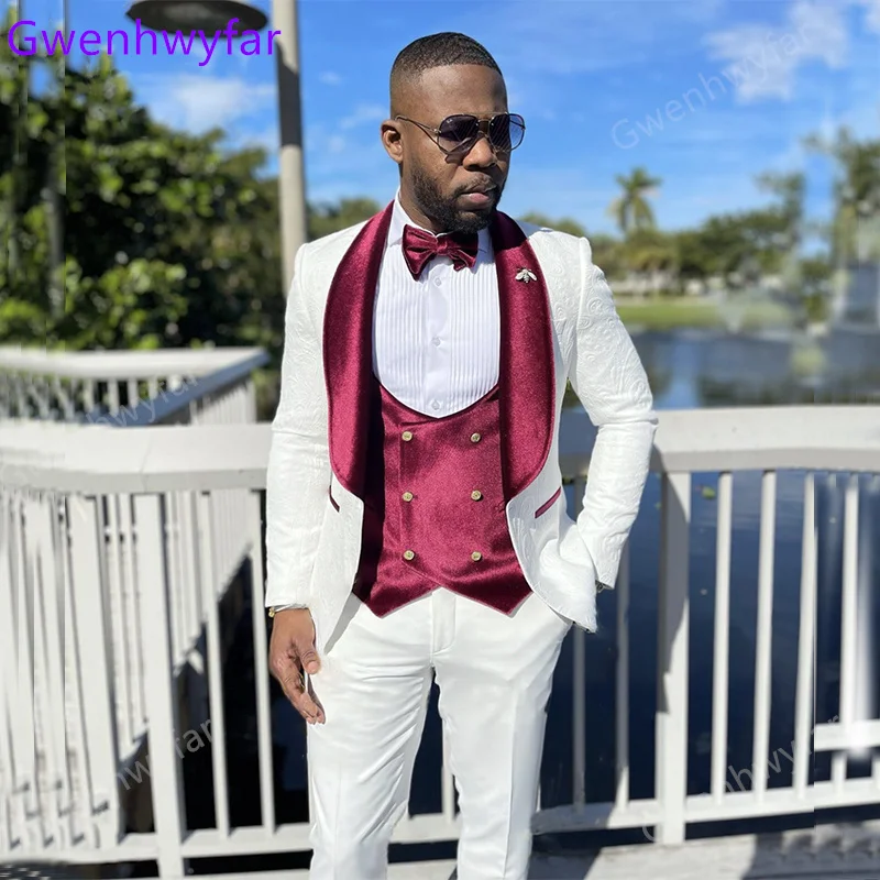 

Высококачественный жаккардовый костюм Gwenhwyfar для мужчин, роскошная Свадебная шаль с отворотом, цветочный узор, мужские костюмы для жениха