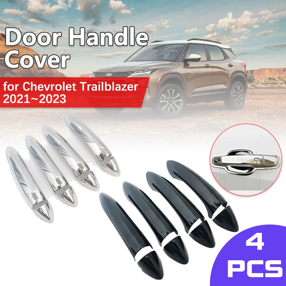 

for Chevrolet Trailblazer RS LS 2021~2023 Chrome Key Carbon Fiber Trim Catch Car Black Cap Stickers Door Handle Cover Accessorie