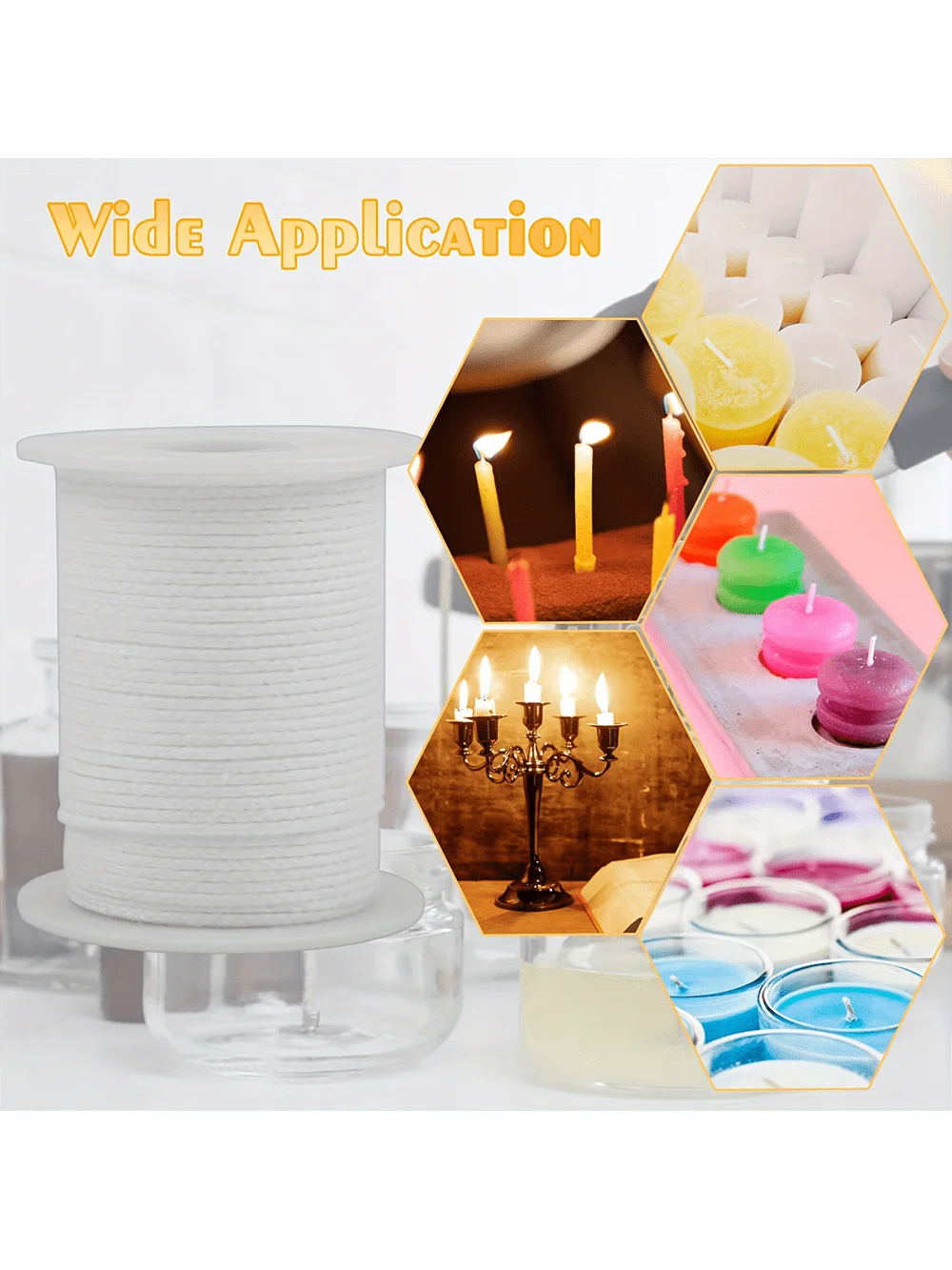 200 ft Candle Wick with 100 Metal Wicks 60 Stickers 5 Wooden Holders Soy Wax DIY Craft Making Supplies Set soy wax candle making wax candle making tools