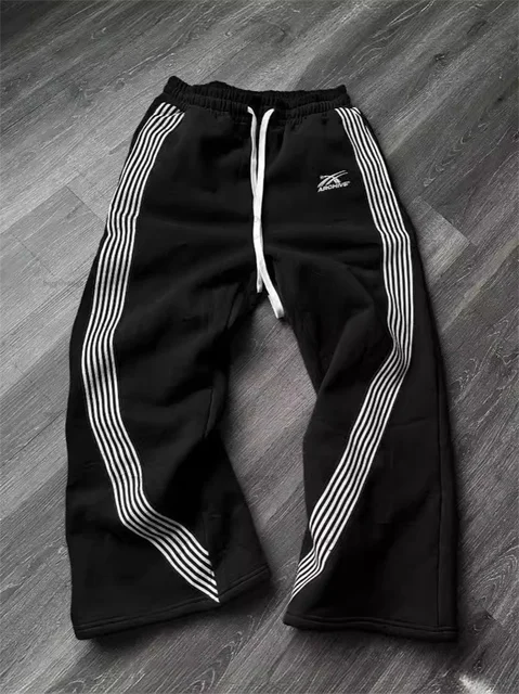 Casual Loose Straight Leg Pants Striped 2025 Summer Fashion Trend Brand Street Hip-hop Jogging Men's Women's Harajuku Sweatpants 2