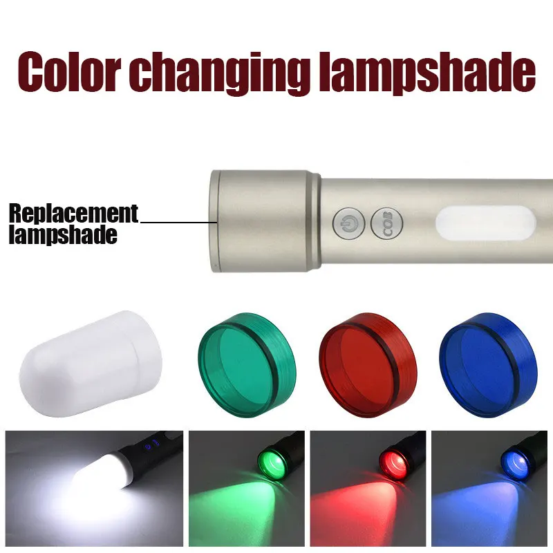 2000m Long Throw White LED Tactical Flashlight 9Modes Super Bright 500000LM Type C Rechargeable Searching Spotlights