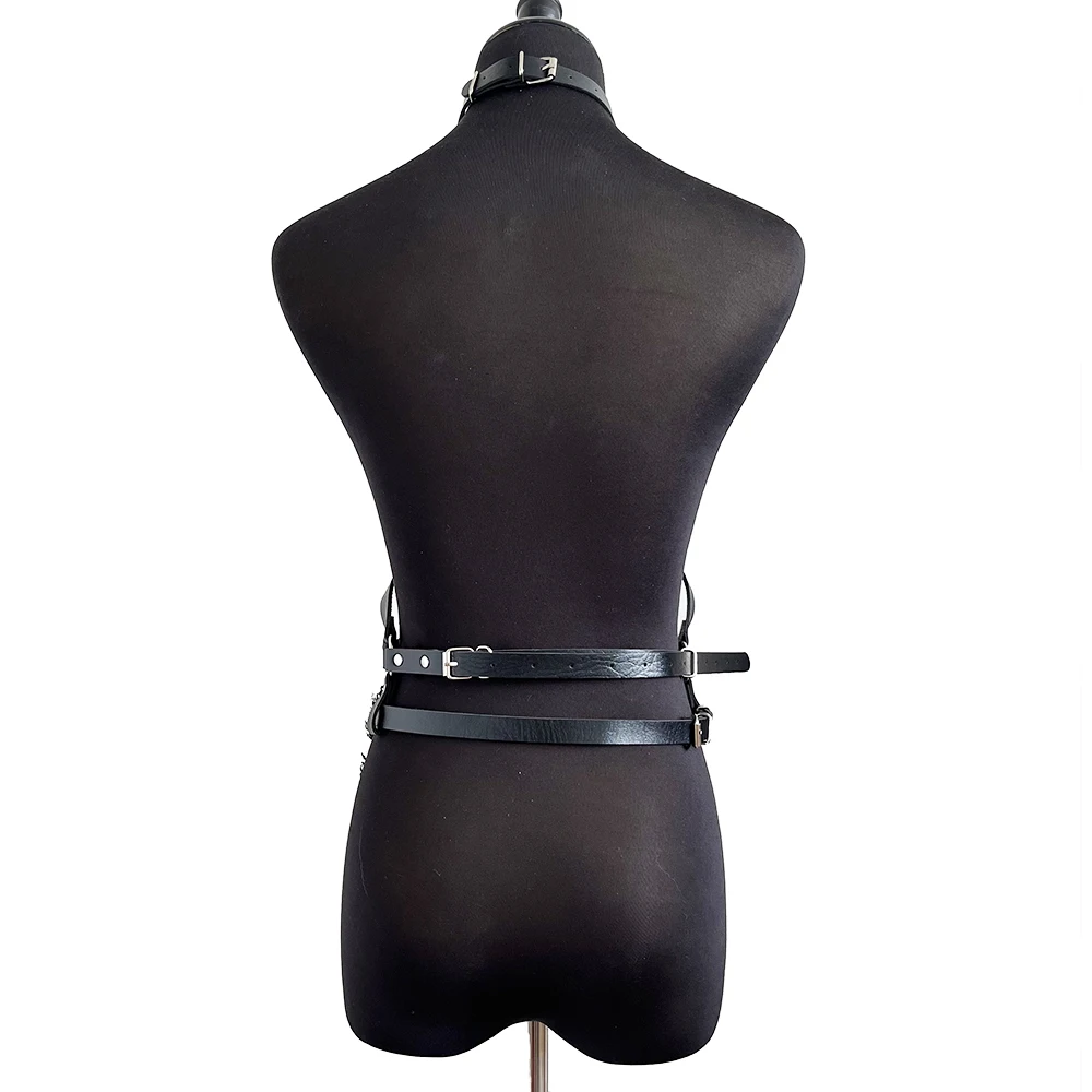 New Summer Sexy Pentagram Neck Chain Harness Women Belt Lingerie Bra Strap Gothic Adjustable Bondage Leather Waist Garter Belt