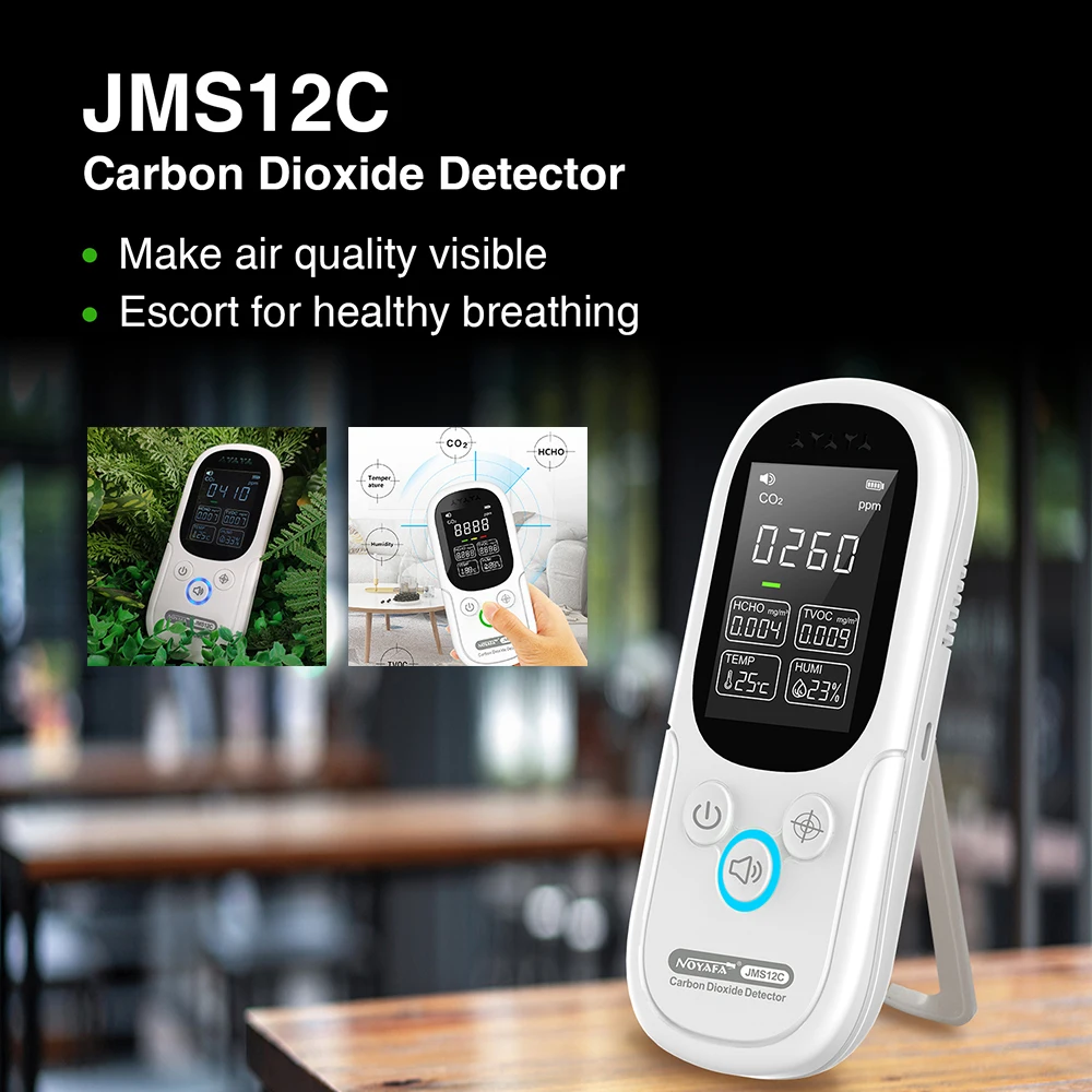 

NOYAFA JMS 12C 5 In 1 Portable Multifunctional Air Quality Detector HCHO Co2 Tvoc Monitor Lcd Display Home Temperature Tester