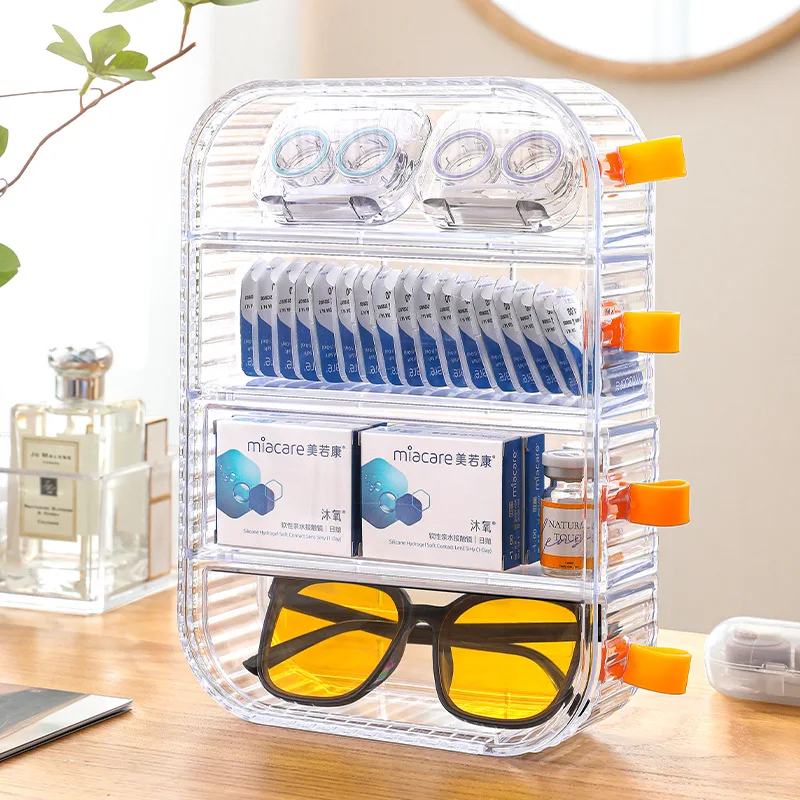 Caja de almacenamiento de exhibición de gafas transparente de plástico,  estuche organizador de gafas de sol, compartimento de gafas de 4 rejillas -  AliExpress