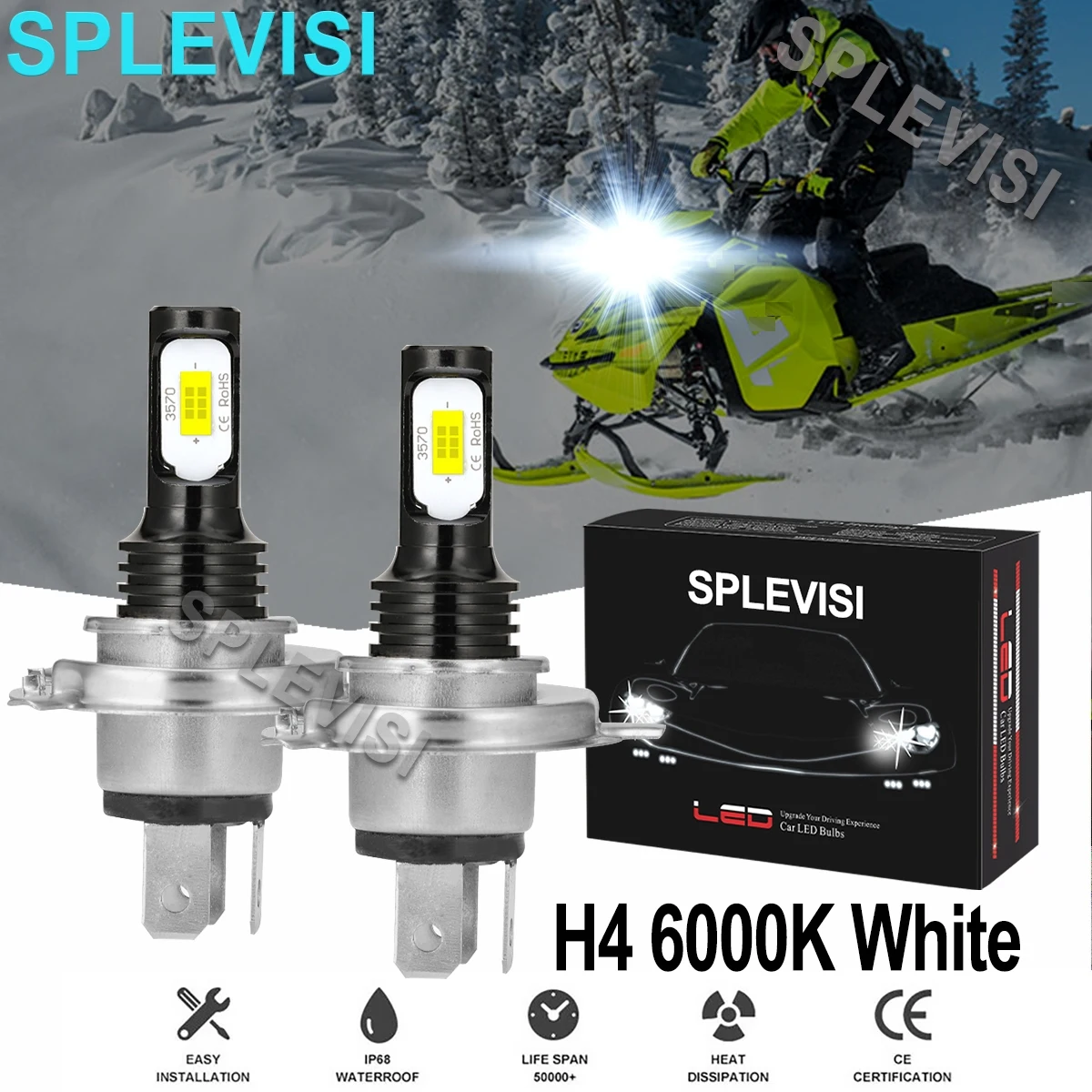 2x 70W white LED Headlights For  Ski-Doo Skandic 280 2004-2005 Skandic 377 1982-1986 Skandic 377R 1984-1986 Snowmobile 1984 читаем в оригинале с комментарием