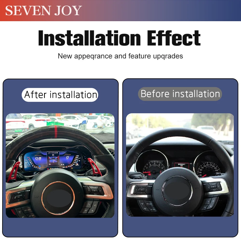 Panel de Instrumentos Digital de 12.3 Pulgadas para Ford Mustang (2015-2021), Odómetro, Tacómetro, Compatible con iOS y CarPlay 2