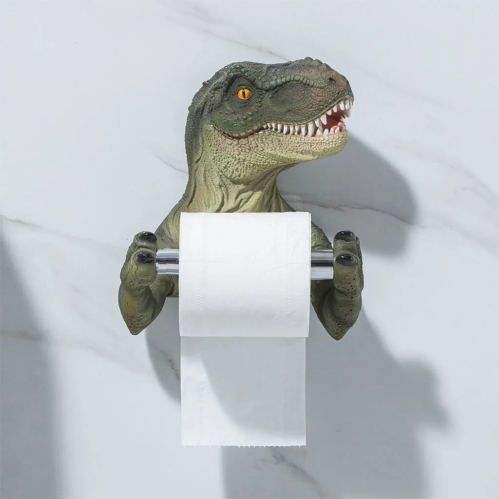 3D Dinosaur Holder Roll Paper Storage Rack paper towel holder toilet paper holder toilet paper rack toilet roll holder paper towel rack tissue holder For Bathroom Shower Room Wall Mounted Toilet Paper Holder Tissue Rack