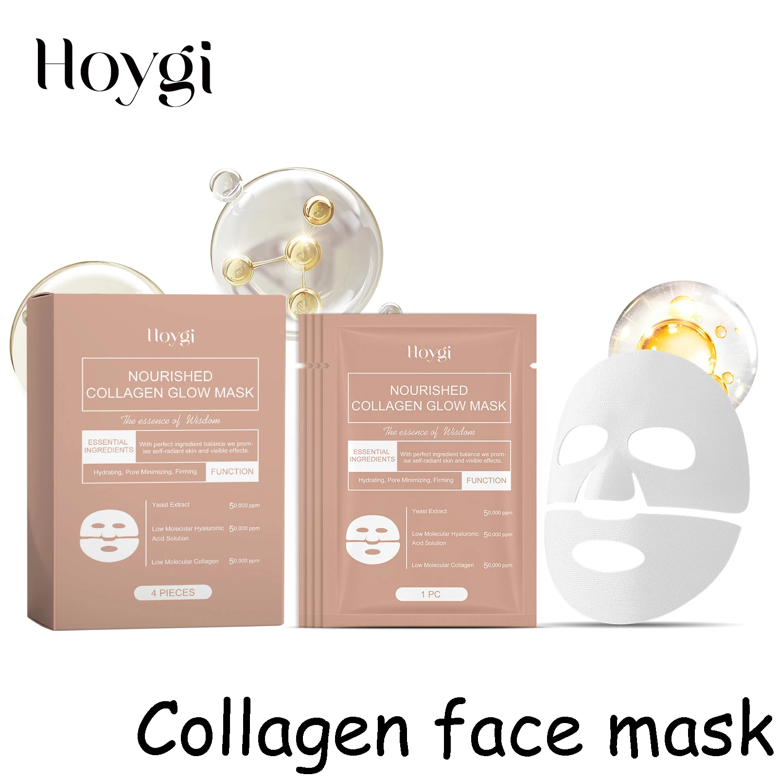 Hoygi Collagen Face Mask Gentle Moisturizing Improve Skin Texture Enhance Skin Elasticity Reduce Dryness Smoothing Facial Mask