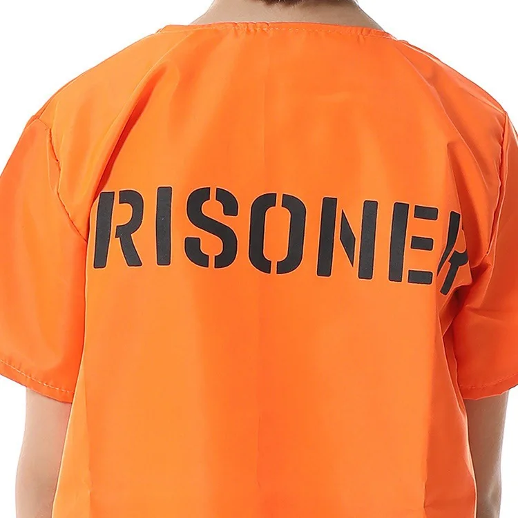 Adult Inmate Costume Orange Prisoner Jumpsuit Jailbird Outfit for Halloween Orange Prisoner Costume Men Jail Jumpsuit Costume