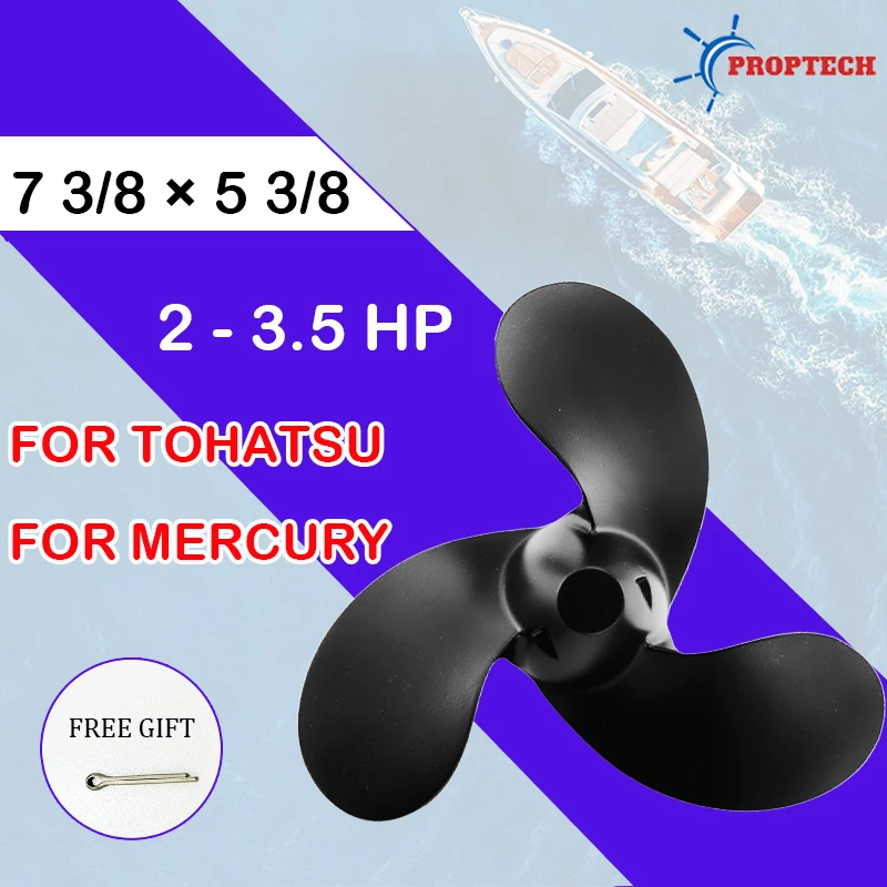 Outboard Propeller For Tohatsu Mercury 2-3.5HP 7 3/8*5 3/8 Aluminum Alloy Screw Ship 3 Blade Marine Engine Part