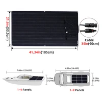 Panneau solaire flexible 110W 18V avec couche ETFE, cellule solaire monocristalline, panneaux solaires haute efficacité, étanches pour la charge de batterie 12V, camping-car, bateau, camping, utilisation en extérieur 5